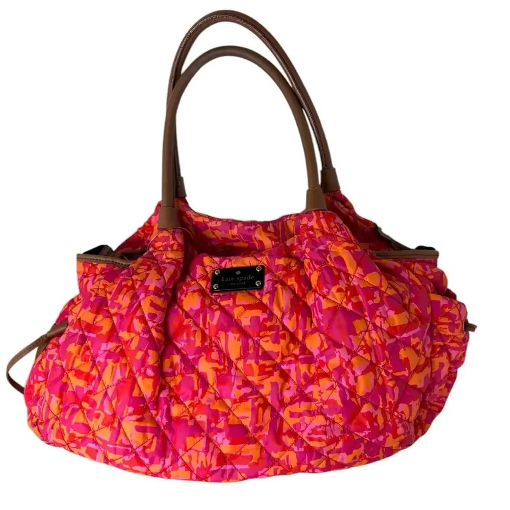 Kate Spade Bright Print Newbury Park Puffy Quilted Stevie Baby Bag